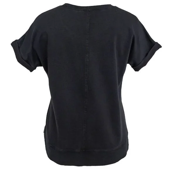 NWT Green Tea - Enzyme Wash Casual Short Sleeve Top Black - Sizes Various - Picture 2 of 3